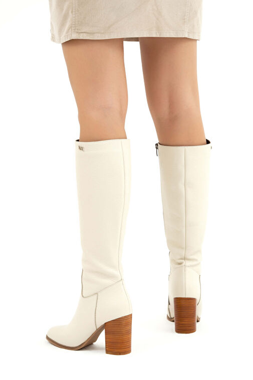 Tamer Tanca Kadın Hakiki Deri Bej Floter Klasik Çizme - Görsel 3