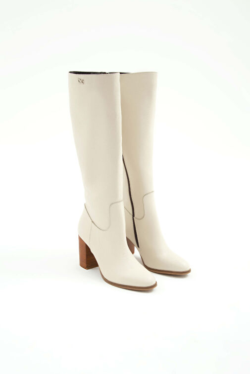 Tamer Tanca Kadın Hakiki Deri Bej Floter Klasik Çizme - Görsel 8