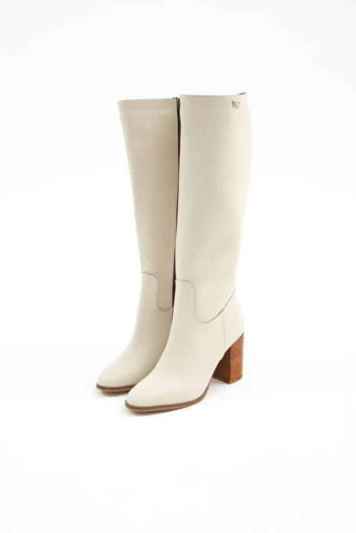 Tamer Tanca Kadın Hakiki Deri Bej Floter Klasik Çizme - Görsel 9