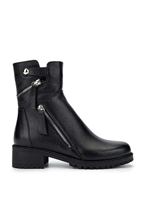 Tamer Tanca Kadın Hakiki Deri Siyah Floter Casual Bot - Görsel 2