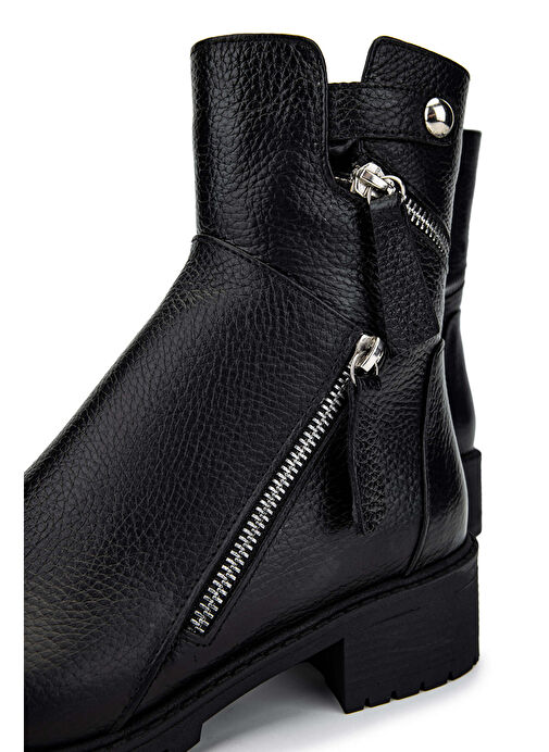 Tamer Tanca Kadın Hakiki Deri Siyah Floter Casual Bot - Görsel 6