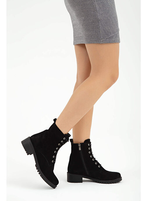 Tamer Tanca Kadın Hakiki Deri Siyah Casual Bot - Görsel 2