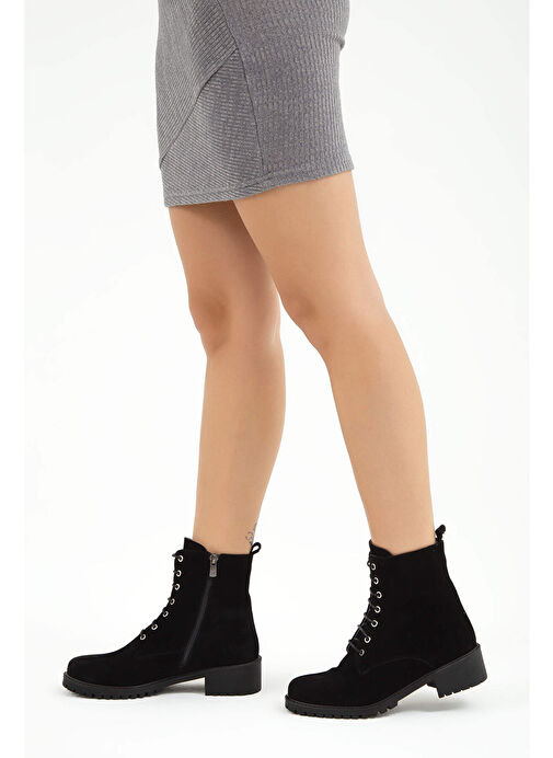 Tamer Tanca Kadın Hakiki Deri Siyah Casual Bot - Görsel 3