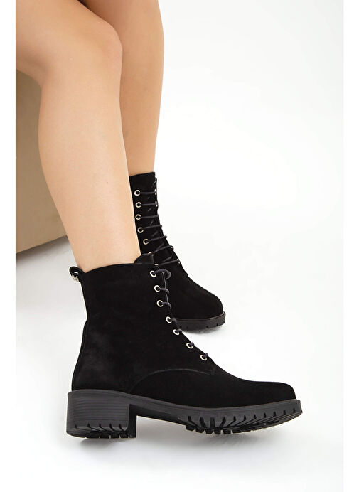 Tamer Tanca Kadın Hakiki Deri Siyah Casual Bot - Görsel 8