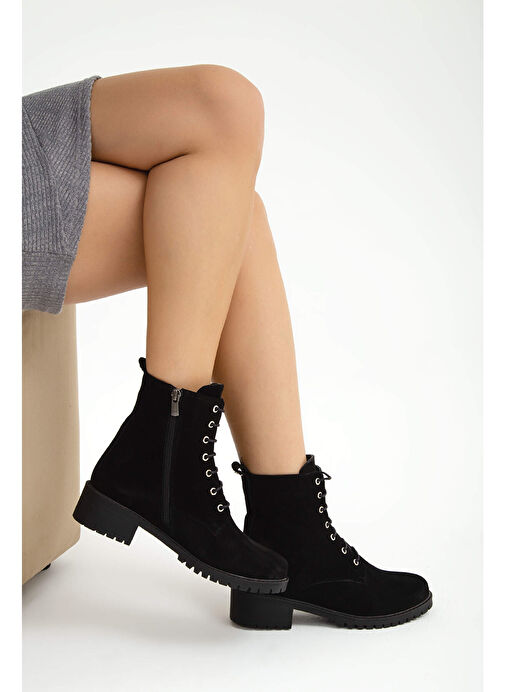 Tamer Tanca Kadın Hakiki Deri Siyah Casual Bot - Görsel 9