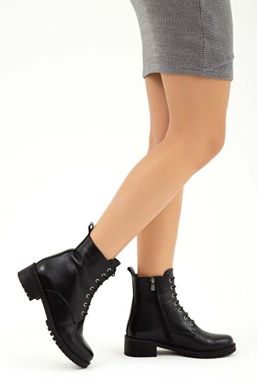 Tamer Tanca Kadın Hakiki Deri Siyah Floter Casual Bot - Görsel 2