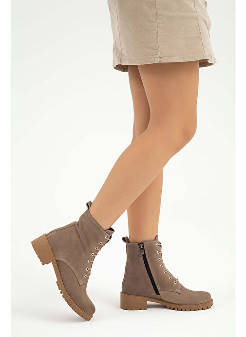 Tamer Tanca Kadın Hakiki Deri VIZON SUET YRM Casual Bot - Görsel 2