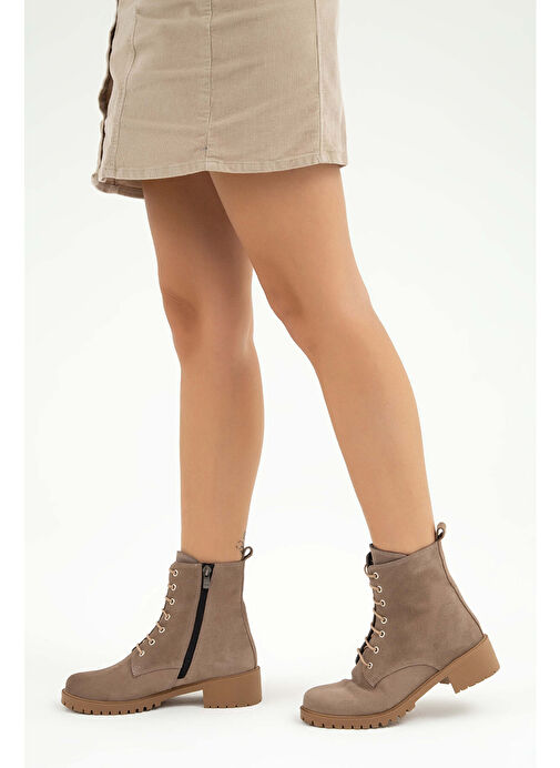 Tamer Tanca Kadın Hakiki Deri VIZON SUET YRM Casual Bot - Görsel 3