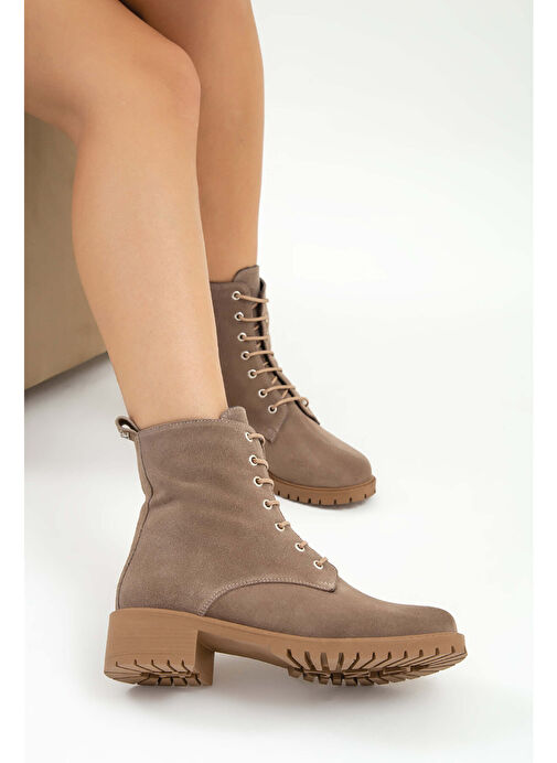 Tamer Tanca Kadın Hakiki Deri VIZON SUET YRM Casual Bot - Görsel 4