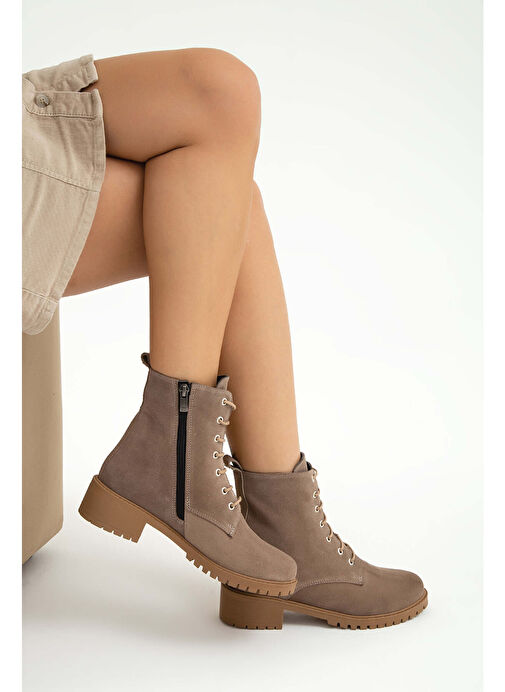 Tamer Tanca Kadın Hakiki Deri VIZON SUET YRM Casual Bot - Görsel 9