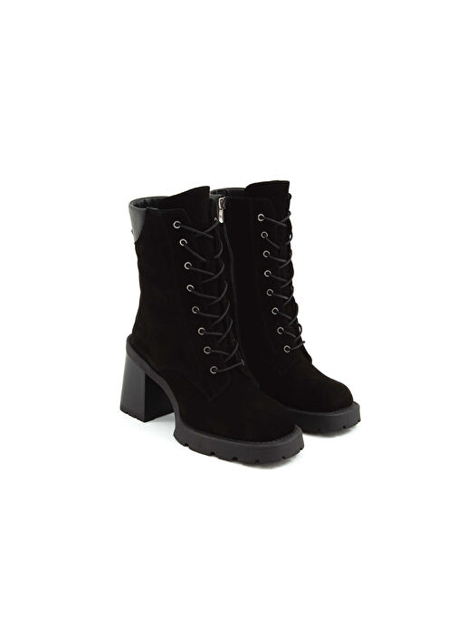 Tamer Tanca Kadın Hakiki Deri Siyah Süet Casual Bot - Görsel 2