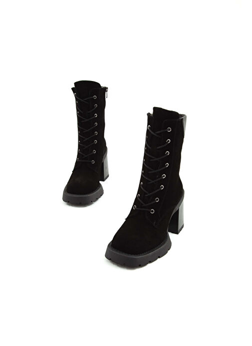 Tamer Tanca Kadın Hakiki Deri Siyah Süet Casual Bot - Görsel 3