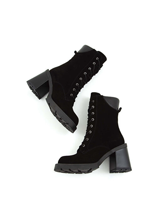 Tamer Tanca Kadın Hakiki Deri Siyah Süet Casual Bot - Görsel 4