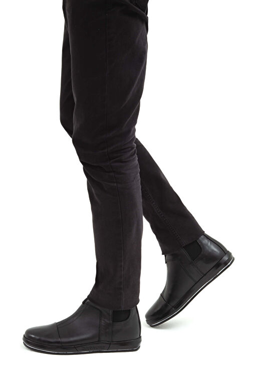 Tamer Tanca Erkek Hakiki Deri Siyah Casual Bot - Görsel 2