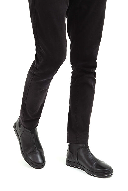 Tamer Tanca Erkek Hakiki Deri Siyah Casual Bot - Görsel 3