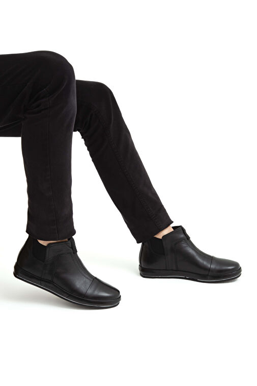 Tamer Tanca Erkek Hakiki Deri Siyah Casual Bot - Görsel 4