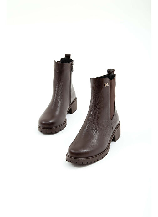 Tamer Tanca Kadın Hakiki Deri Kahverengi Floter Casual Bot - Görsel 7