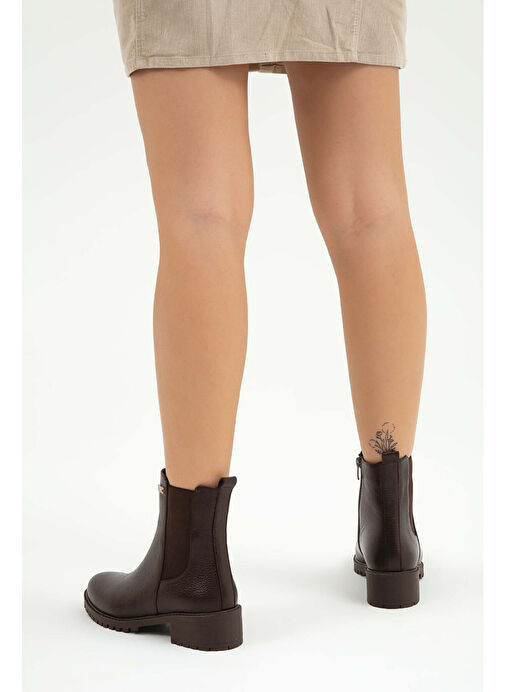 Tamer Tanca Kadın Hakiki Deri Kahverengi Floter Casual Bot - Görsel 9