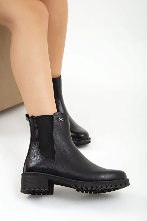 Tamer Tanca Kadın Hakiki Deri Siyah Floter Casual Bot - Görsel 5