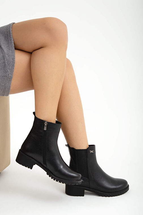 Tamer Tanca Kadın Hakiki Deri Siyah Floter Casual Bot - Görsel 6