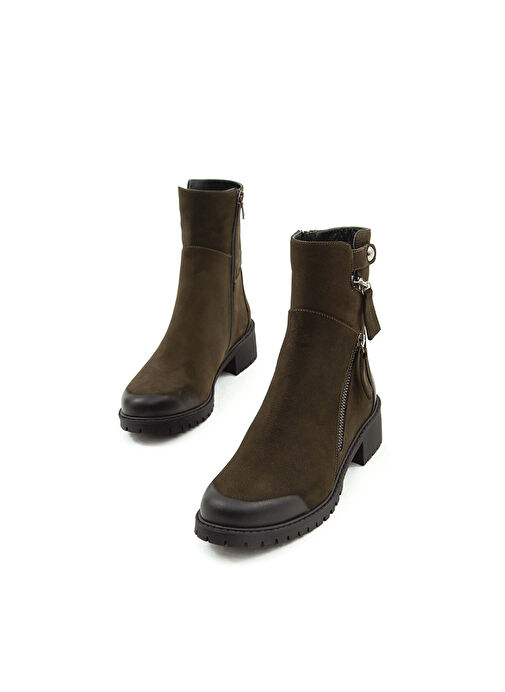 Tamer Tanca Kadın Hakiki Deri Yeşil Casual Bot - Görsel 5