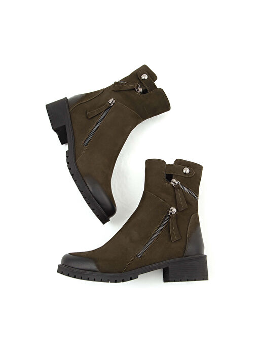 Tamer Tanca Kadın Hakiki Deri Yeşil Casual Bot - Görsel 7