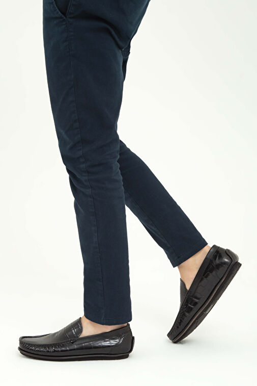 Tamer Tanca Erkek Hakiki Deri Siyah Kroko Driver Ayakkabı - Görsel 2