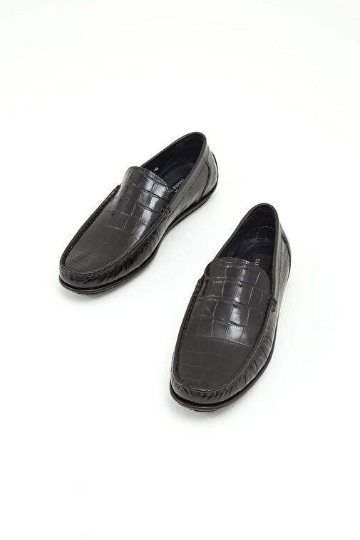 Tamer Tanca Erkek Hakiki Deri Siyah Kroko Driver Ayakkabı - Görsel 6