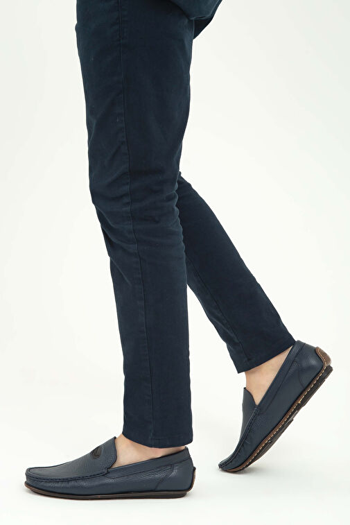 Tamer Tanca Erkek Hakiki Deri Lacivert Driver Ayakkabı - Görsel 2