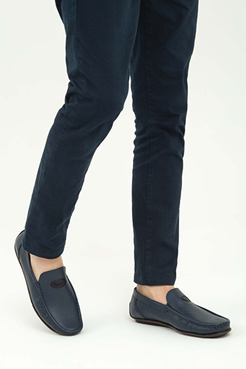 Tamer Tanca Erkek Hakiki Deri Lacivert Driver Ayakkabı - Görsel 3