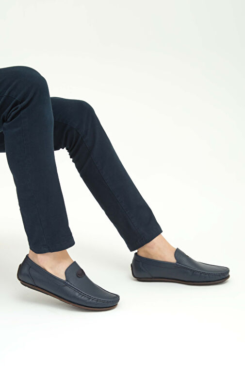 Tamer Tanca Erkek Hakiki Deri Lacivert Driver Ayakkabı - Görsel 4