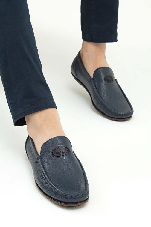 Tamer Tanca Erkek Hakiki Deri Lacivert Driver Ayakkabı - Görsel 5