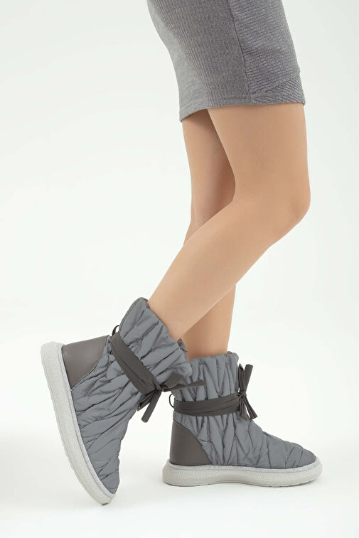 Tamer Tanca Kadın Hakiki Deri Siyah/Gri Casual Bot - Görsel 2