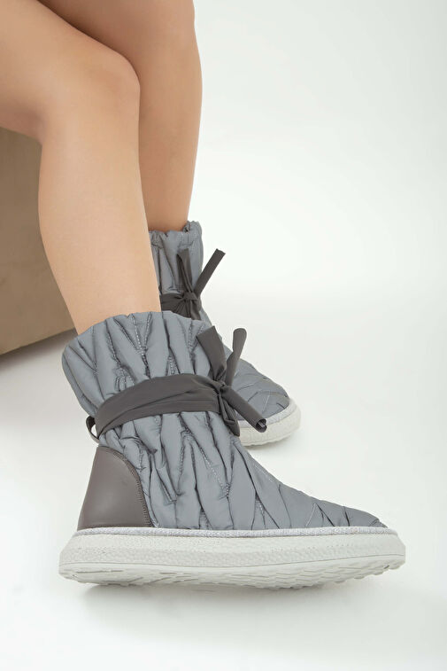 Tamer Tanca Kadın Hakiki Deri Siyah/Gri Casual Bot - Görsel 5