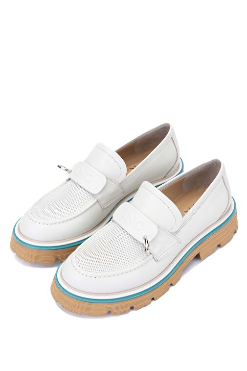 Tamer Tanca Kadın Hakiki Deri Bej Loafer Ayakkabı - Görsel 2