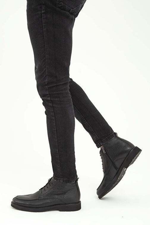 Tamer Tanca Erkek Hakiki Deri Siyah Klasik Bot - Görsel 2