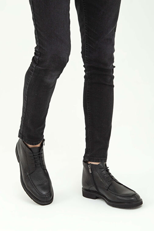 Tamer Tanca Erkek Hakiki Deri Siyah Klasik Bot - Görsel 3