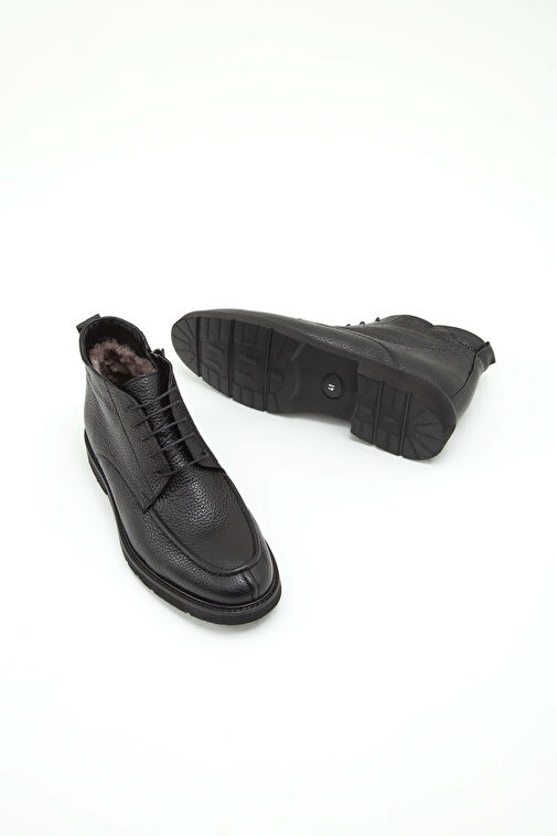 Tamer Tanca Erkek Hakiki Deri Siyah Klasik Bot - Görsel 8