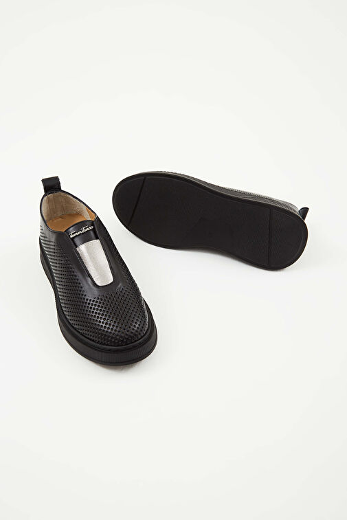 Tamer Tanca Siyah Kadın Deri Sneaker 33 29 BN AYK Y23 - Görsel 14