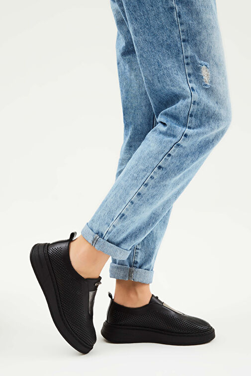 Tamer Tanca Siyah Kadın Deri Sneaker 33 29 BN AYK Y23 - Görsel 2