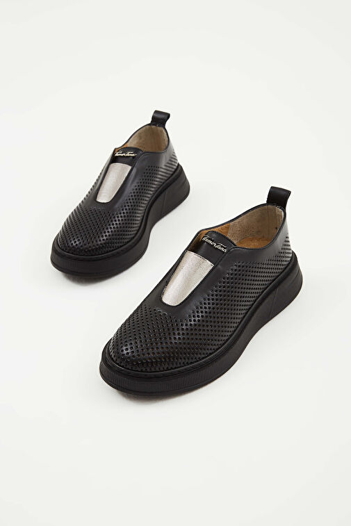 Tamer Tanca Siyah Kadın Deri Sneaker 33 29 BN AYK Y23 - Görsel 11