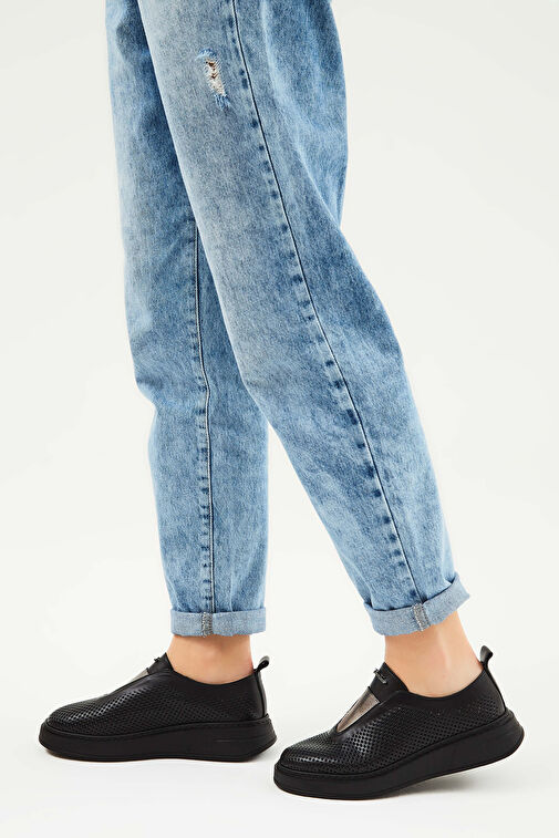 Tamer Tanca Siyah Kadın Deri Sneaker 33 29 BN AYK Y23 - Görsel 7