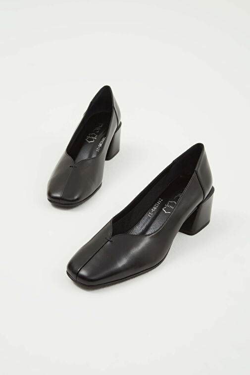 Tamer Tanca Kadın Hakiki Deri Siyah Deri Topuklu Ayakkabı - Görsel 7