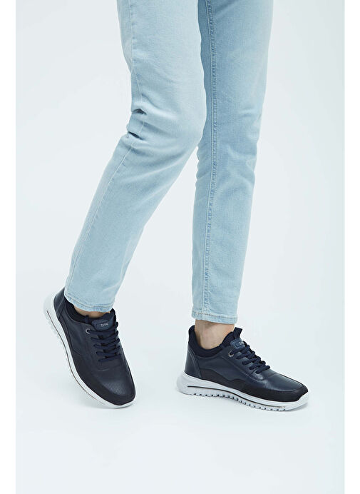 Tamer Tanca Erkek Hakiki Deri Lacivert Sneakers & Spor Ayakkabı - Görsel 3