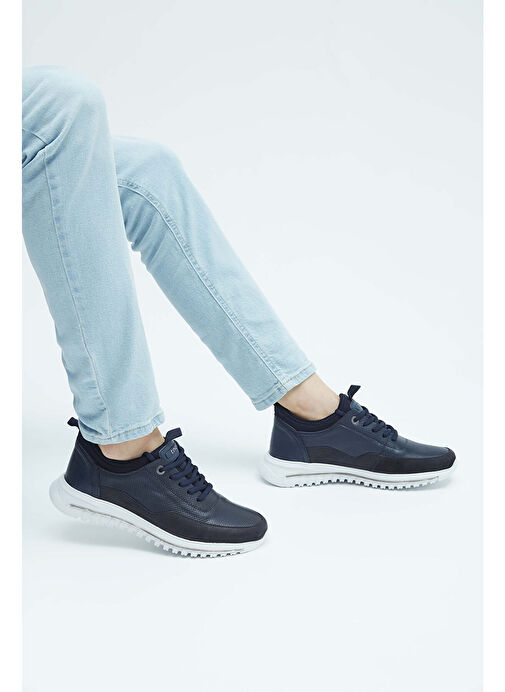 Tamer Tanca Erkek Hakiki Deri Lacivert Sneakers & Spor Ayakkabı - Görsel 4