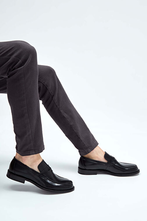 Tamer Tanca Erkek Hakiki Deri Siyah Açma Makosen Ayakkabı - Görsel 4