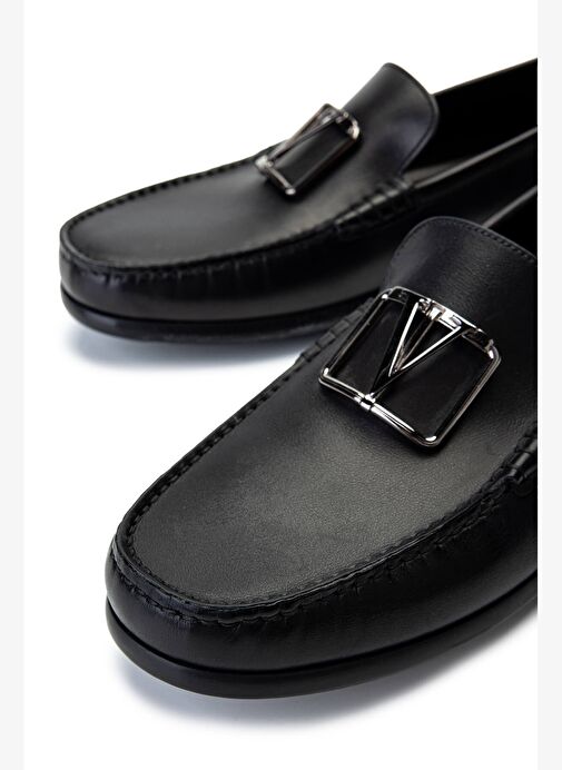 VALENTINO Erkek Hakiki Deri Siyah Loafer Ayakkabı - Görsel 5