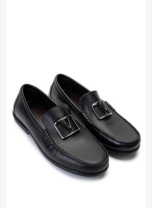 VALENTINO Erkek Hakiki Deri Siyah Loafer Ayakkabı - Görsel 3
