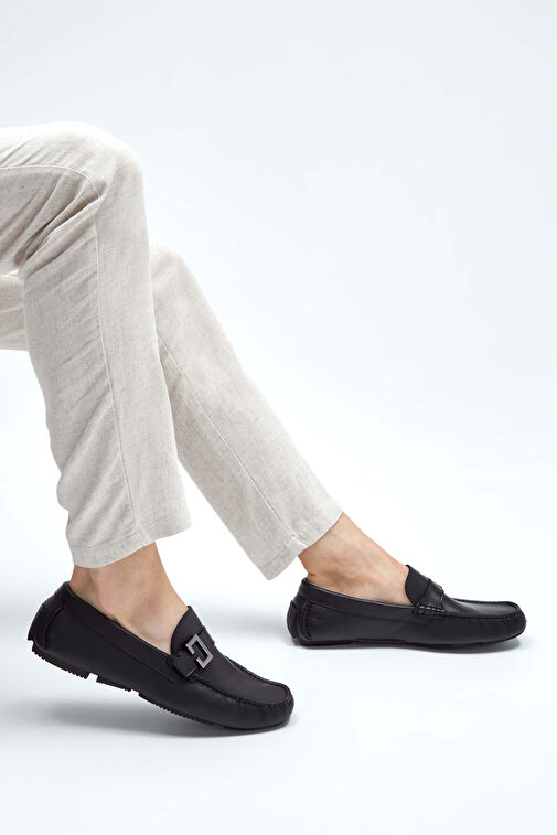 ROSSI Erkek Hakiki Deri Siyah Loafer Ayakkabı - Görsel 4