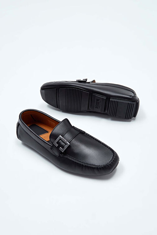 ROSSI Erkek Hakiki Deri Siyah Loafer Ayakkabı - Görsel 8